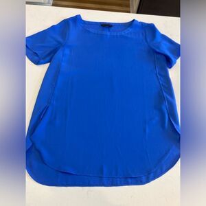 ❤️ Banana republic Cobalt Blue Boat Neck Round Hem Lightweight Career Blouse Sm